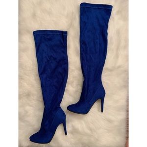 Royal Blue Over The Knee Boots